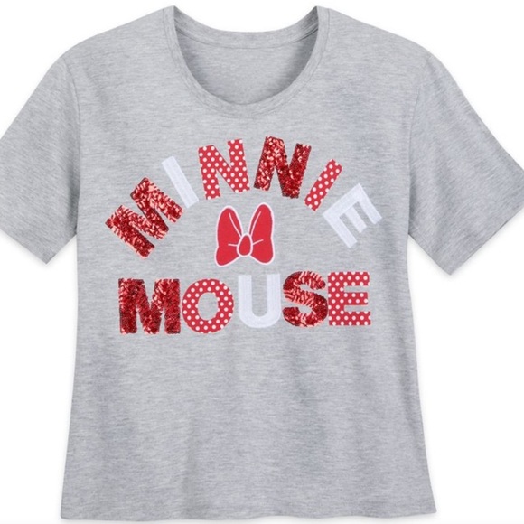 Disney Minnie Mouse Red Sequin T-Shirt for Women - Picture 1 of 5
